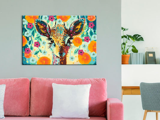 Kleines Reh Wandbild zum Ausmalen - Liebevolles Waldtier-Motiv mit nummerierten Feldern für entspannende Malstunden - Sawelt