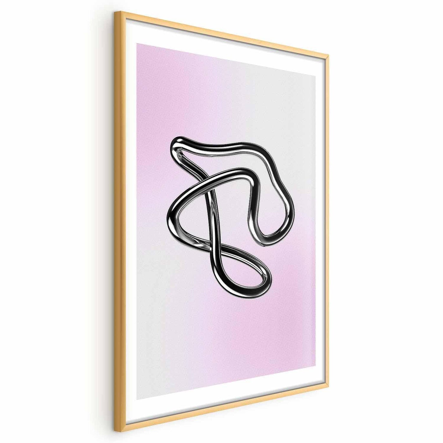 Poster - Silver Intricacies - fluid metallic figure on a gradient background Artgeist