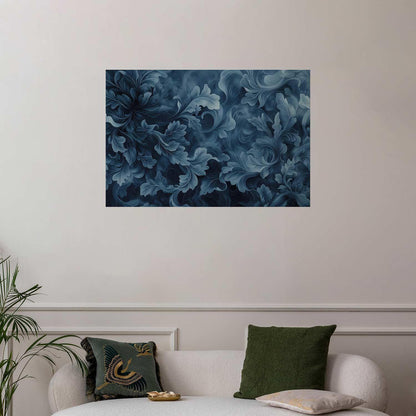 Poster - Dense, Dark Blue Abstract Ornaments Artgeist