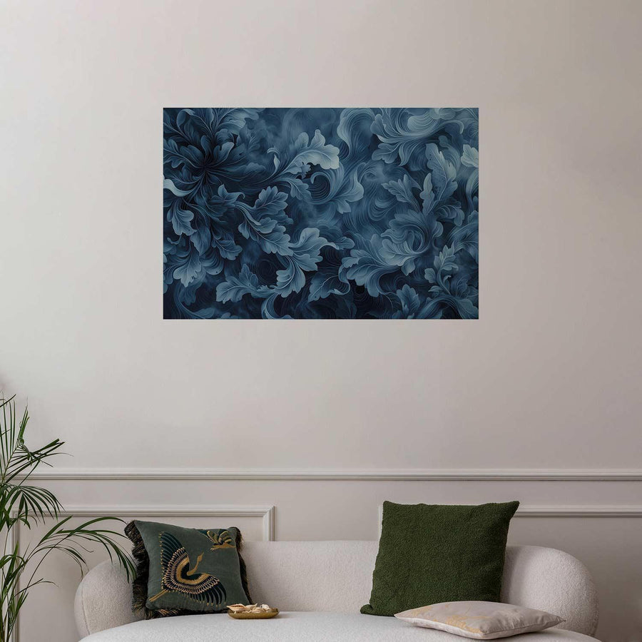 Poster - Dense, Dark Blue Abstract Ornaments Artgeist