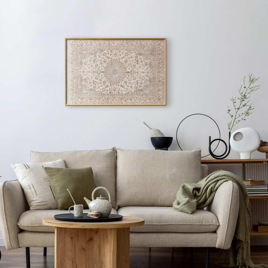 Poster - Sand Carpet - Worn Persian Rug with Rich Ornamental Motifs Artgeist