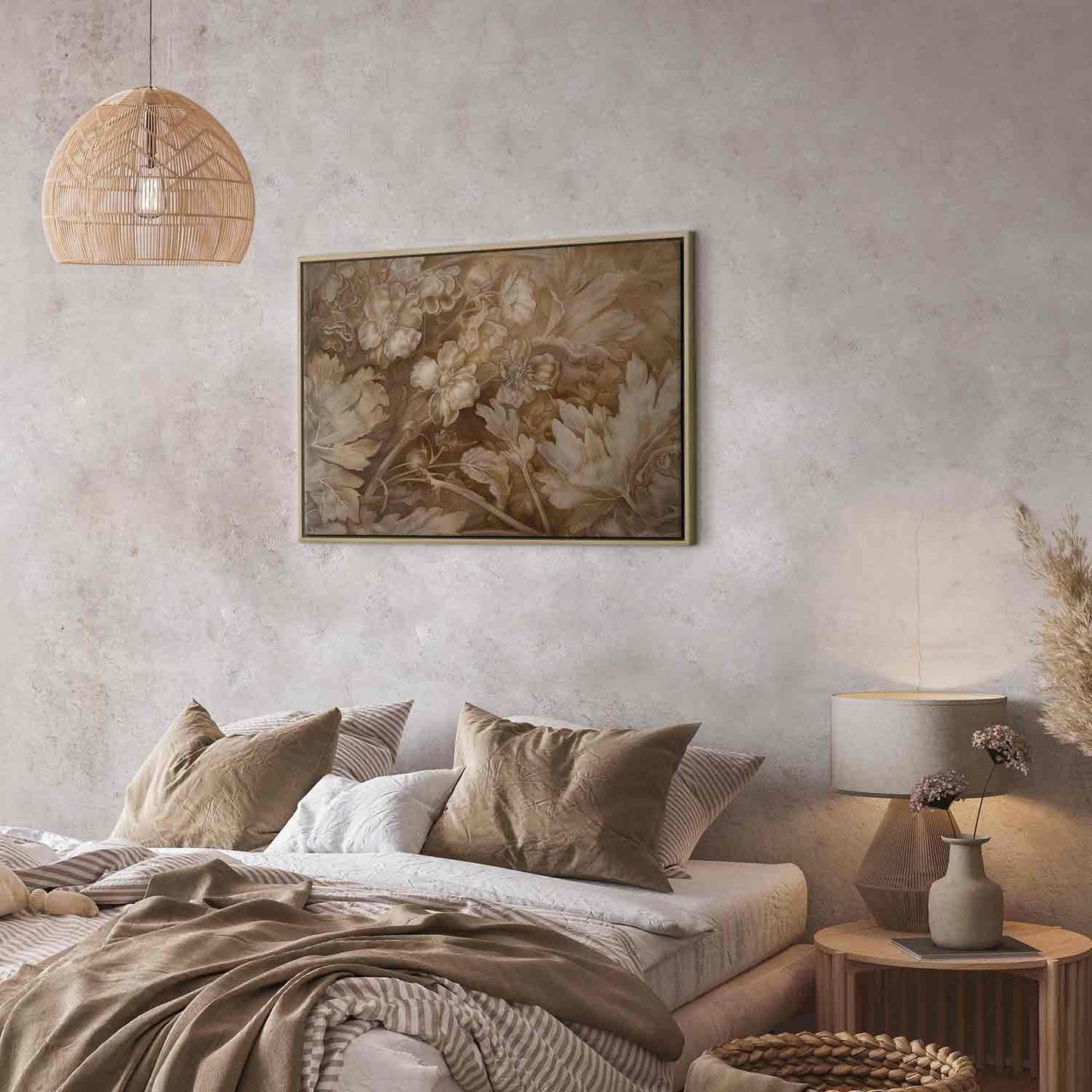 Leinwandbild - Floral Ornaments Carved in Delicate Sepia and Brown Shades Artgeist