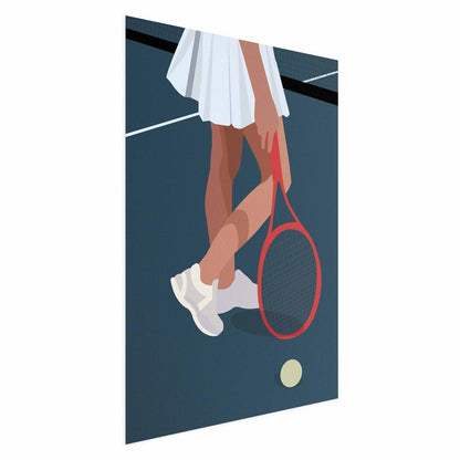 Poster „Tennisspieler mit rotem Schläger“ – Dynamische Illustration fürs Sportzimmer