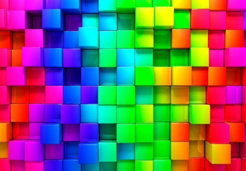 Bunte 3D-Würfel – Geometrische Fototapete modern