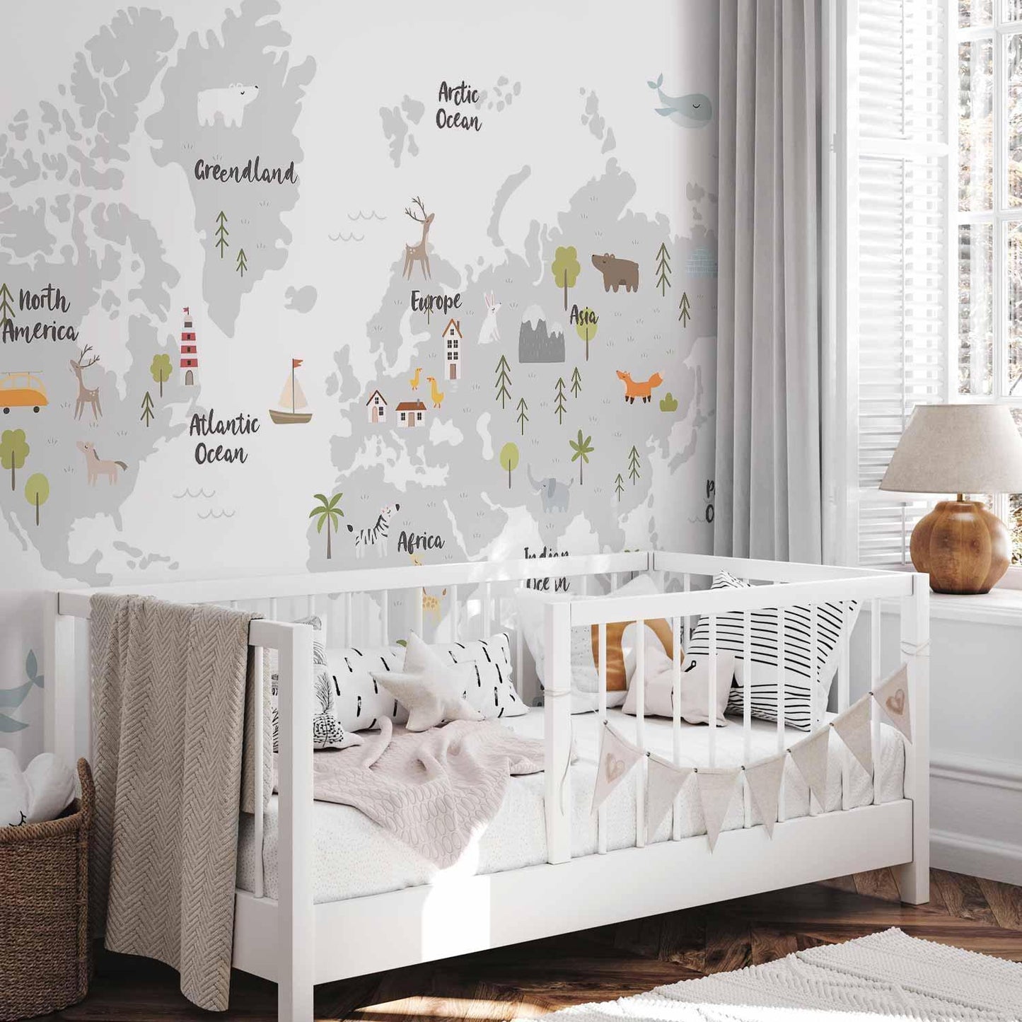 Fototapete - Minimalist Map for Children's Room