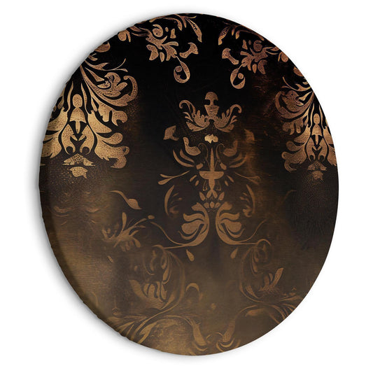 Rundes Bild - Baroque Ornaments in Patinated Gold and Browns: Retro Motif Artgeist