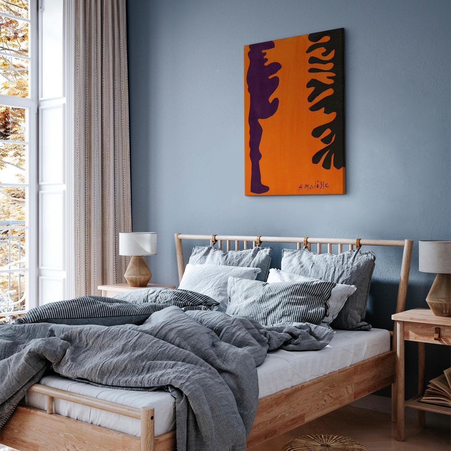 Leinwandbild - Henri Matisse – Black and Violet Arabesques on Orange