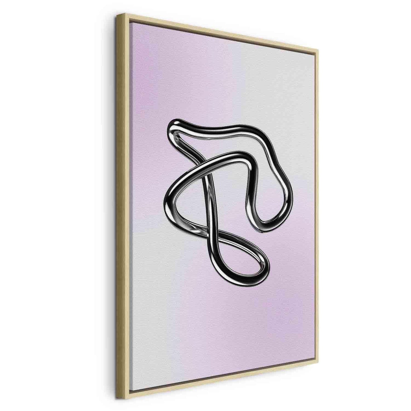 Leinwandbild - Silver Intricacies - Fluid Metallic Figure on a Gradient Background Artgeist