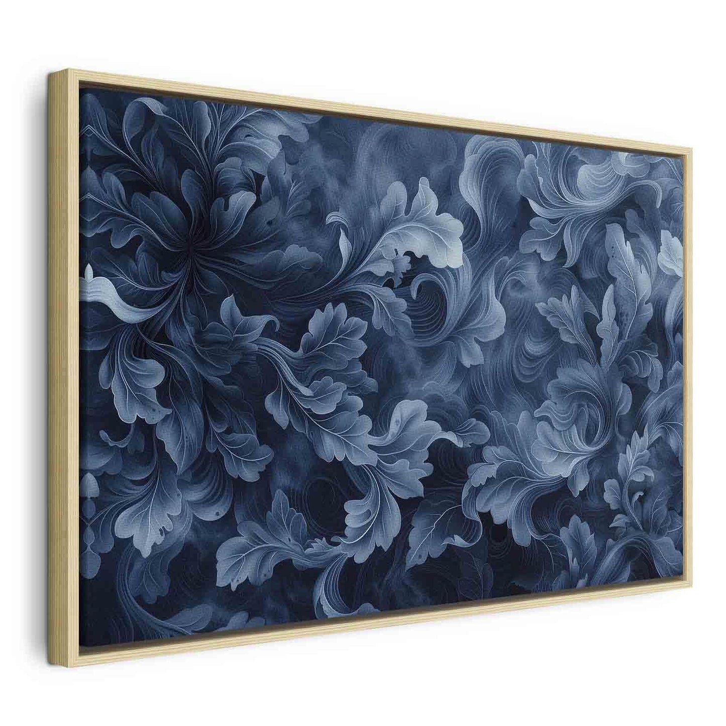 Leinwandbild - Abstract Ornaments Dark Blue Victorian Leaves Artgeist