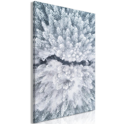 Wandbild „Schneebedeckte Baumkronen“ – 1-teilig, vertikal
