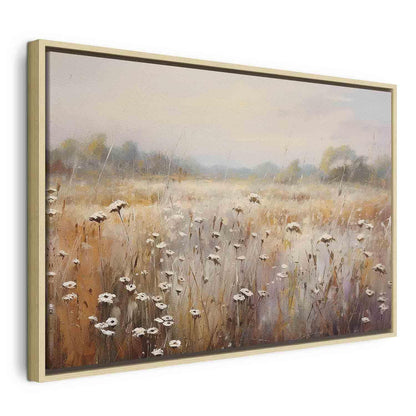 Leinwandbild - Impressionist meadow – field landscape in a pastel colour palette