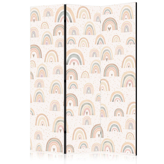 Paravent - Spring - Pastel Rainbows on a Rainy Day with Hearts Artgeist
