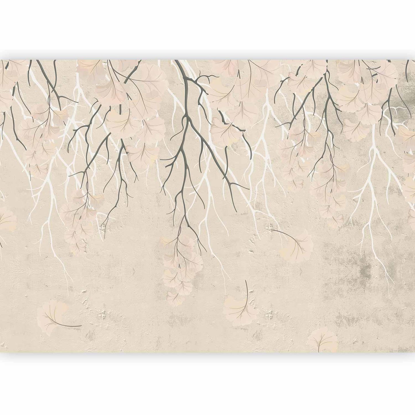 Fototapete - Abstract falling leaves - subtle nature motif with branches Artgeist