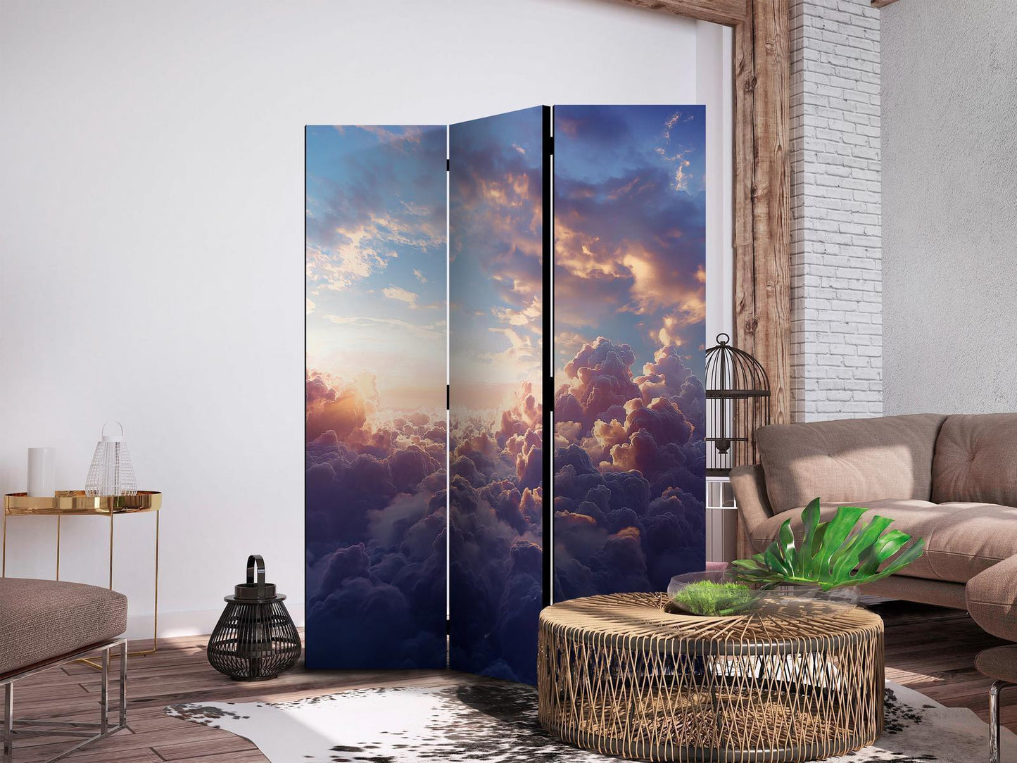 Paravent - The Sun in Hiding: The Golden Face of the Sky Over a Cloudy Sea Artgeist