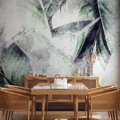 Fototapete - Eclectic jungle - plant motif with exotic leaves with texture Artgeist