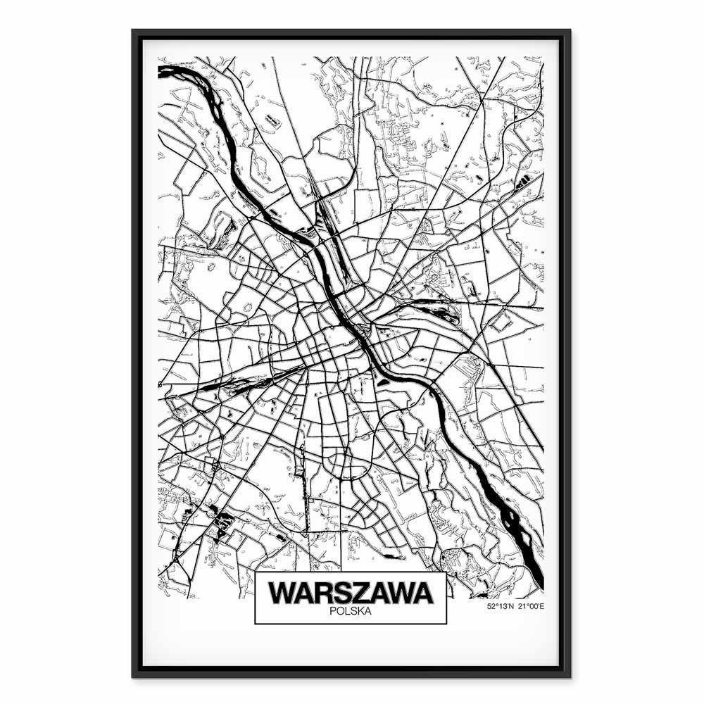 Leinwandbild - City Plan: Warszawa (1 Part) Vertical