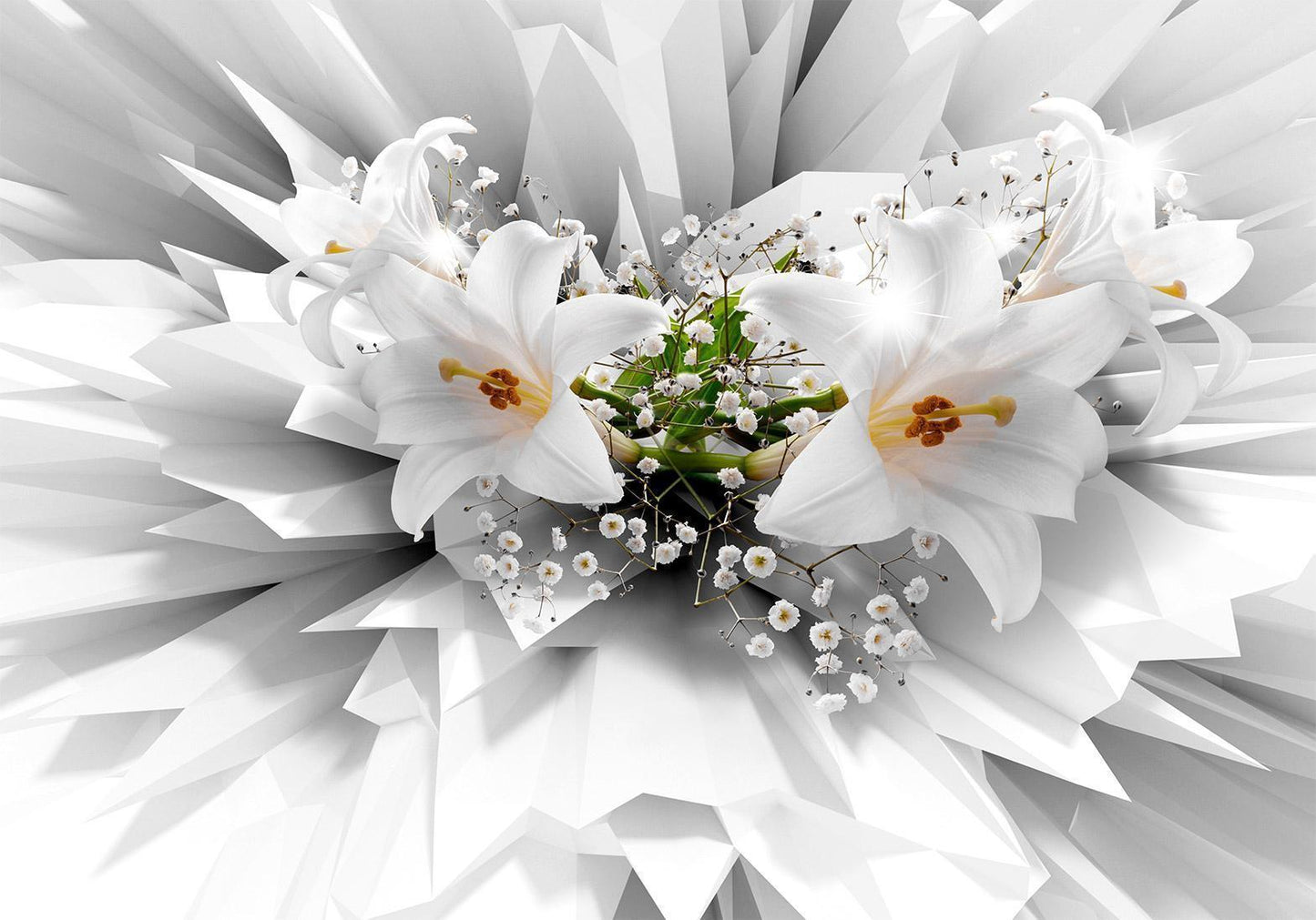 Fototapete Floral Explosion an der Wand – Inspiration für Schlafzimmer

