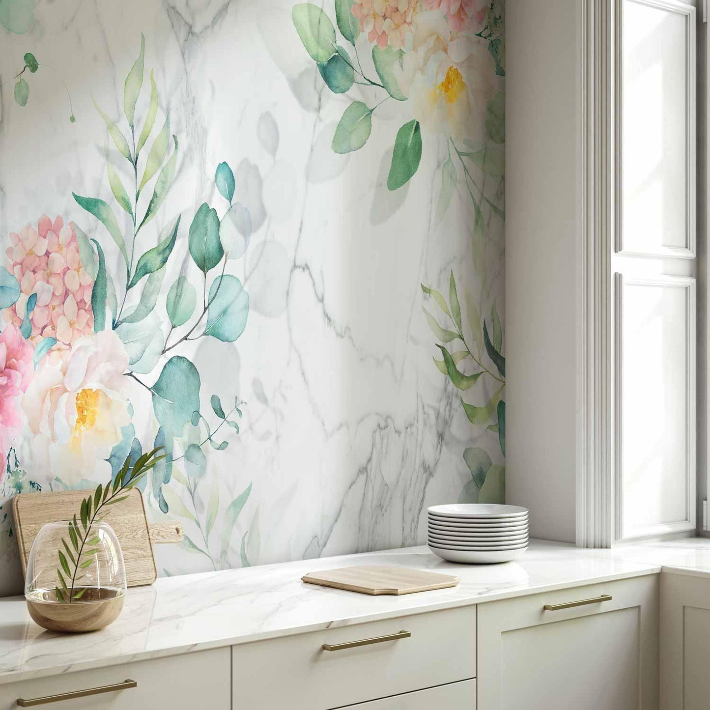 Fototapete - Flowery Marble