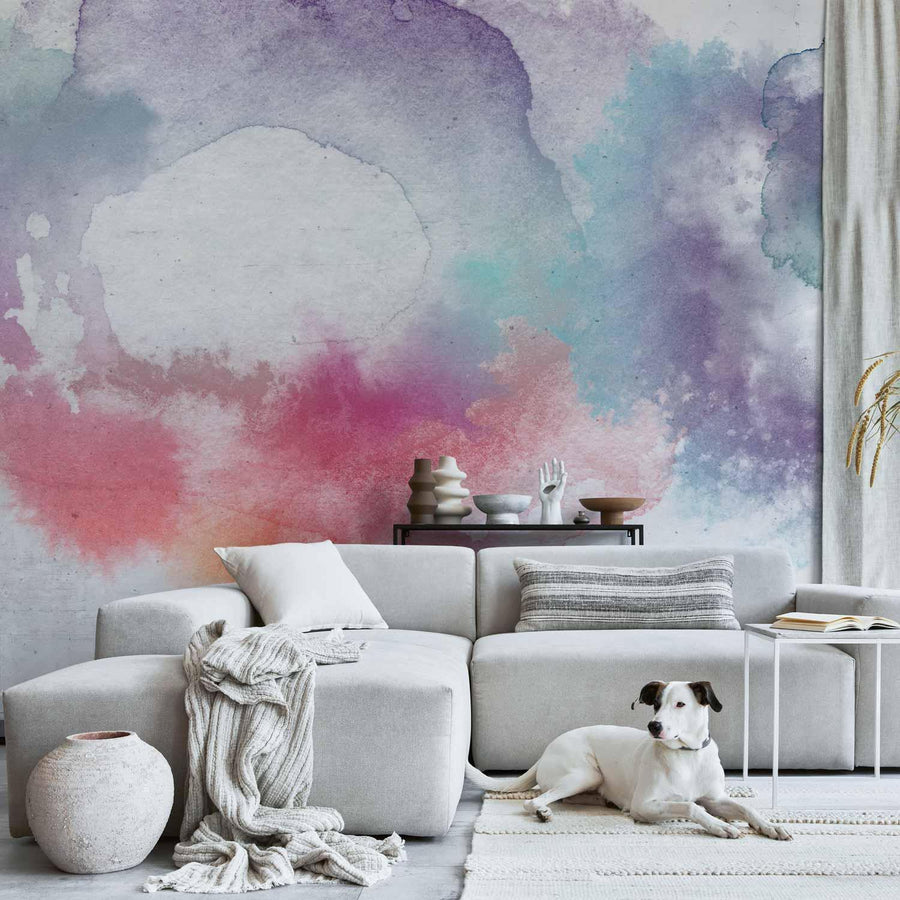 Fototapete „Painted Mirages“ – Traumhafte Pastellillusionen für dein Zuhause