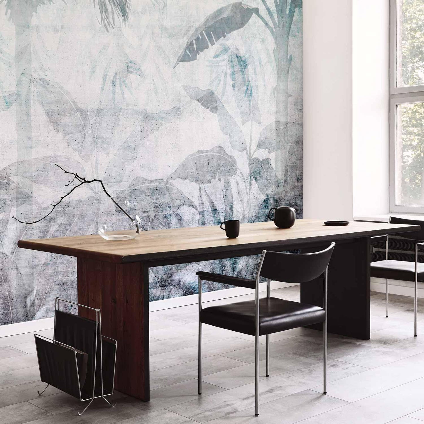 Fototapete - Vanishing jungle - landscape of exotic nature in blue tones