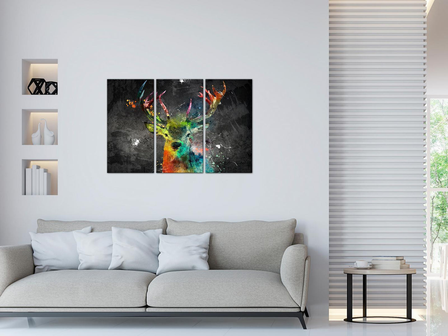 Leinwandbild - Rainbow Deer (3 Parts) Artgeist