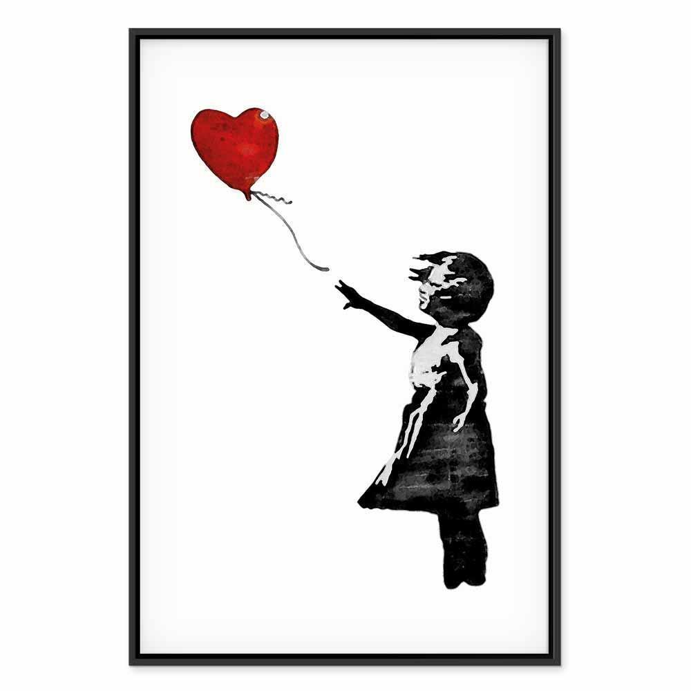 Leinwandbild - Banksy: Girl with Balloon (1 Part) Vertical