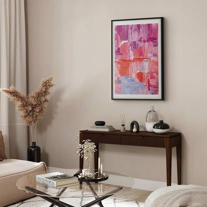 Poster - Colorful Strokes - intense shades of pink and purple on canvas Artgeist