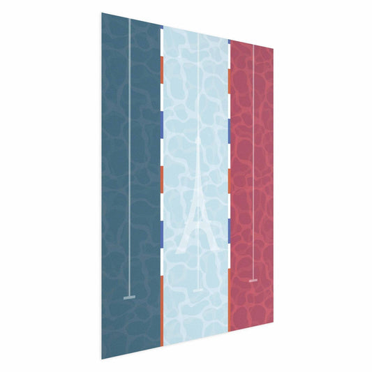 Poster - Illustration of a Pool Against the French Flag