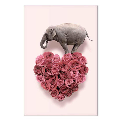 Leinwandbild - Elephant Lover (1-part) - Elephant Amid Pink Flowers