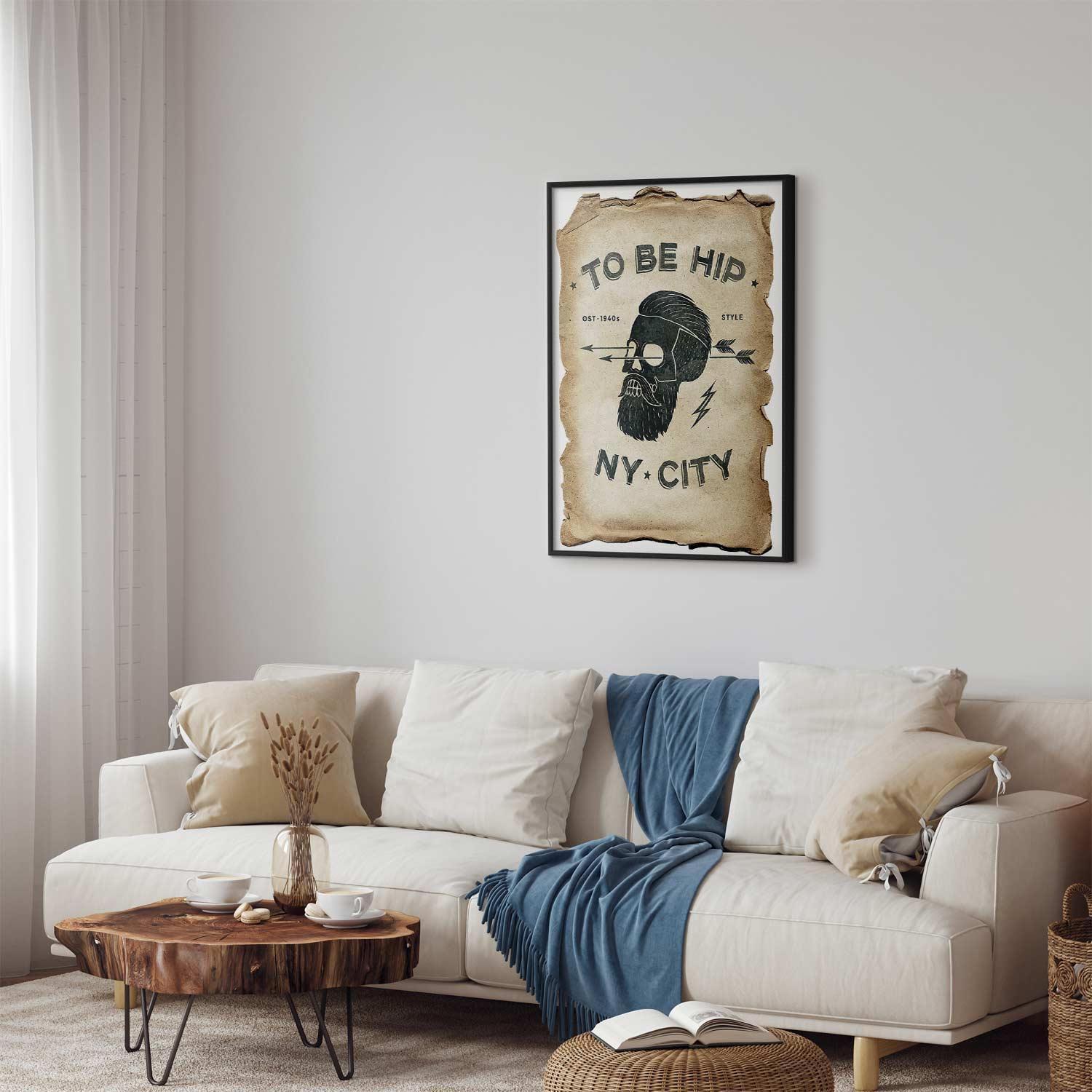 "Poster - To Be Hip" stylish wall decor in modern living room setting.