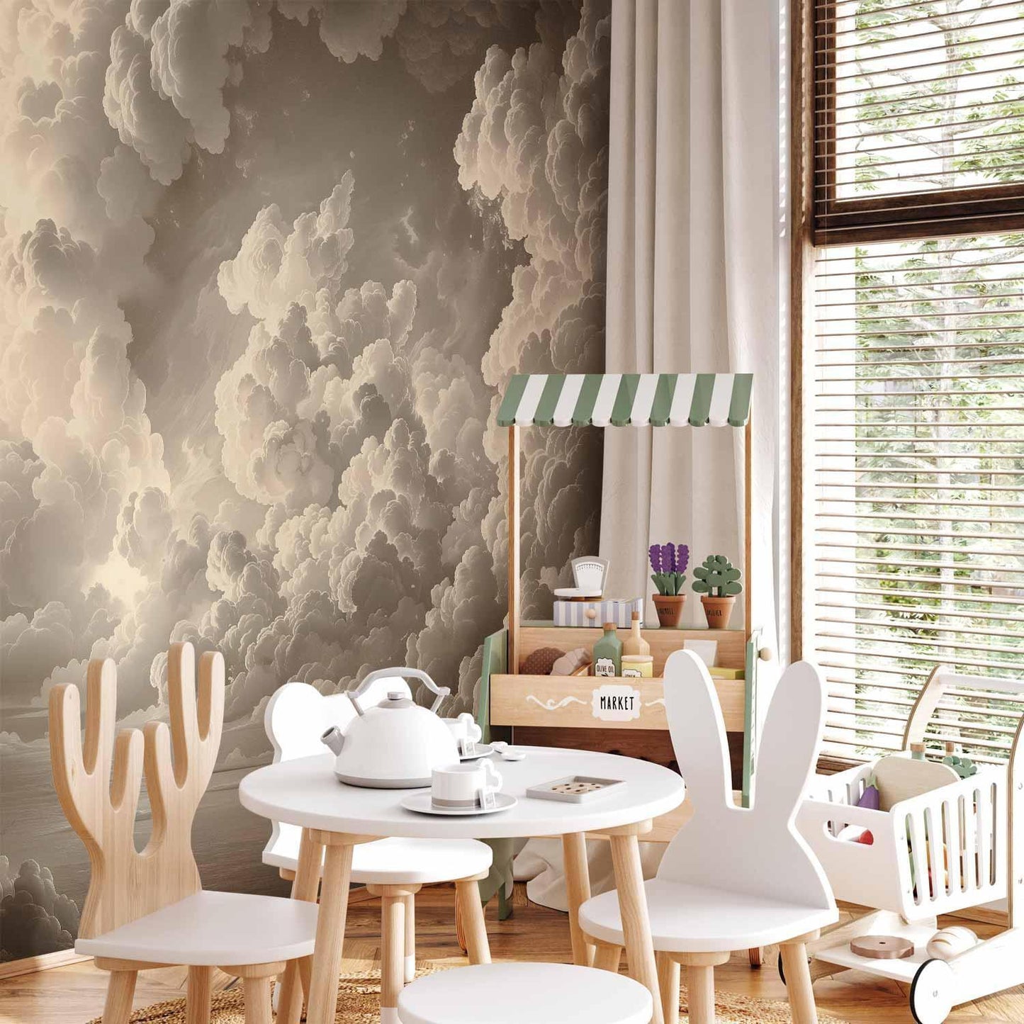 Fototapete - Whisper of Illuminated Clouds: Soft Play of Light in the Theater of the Heavens