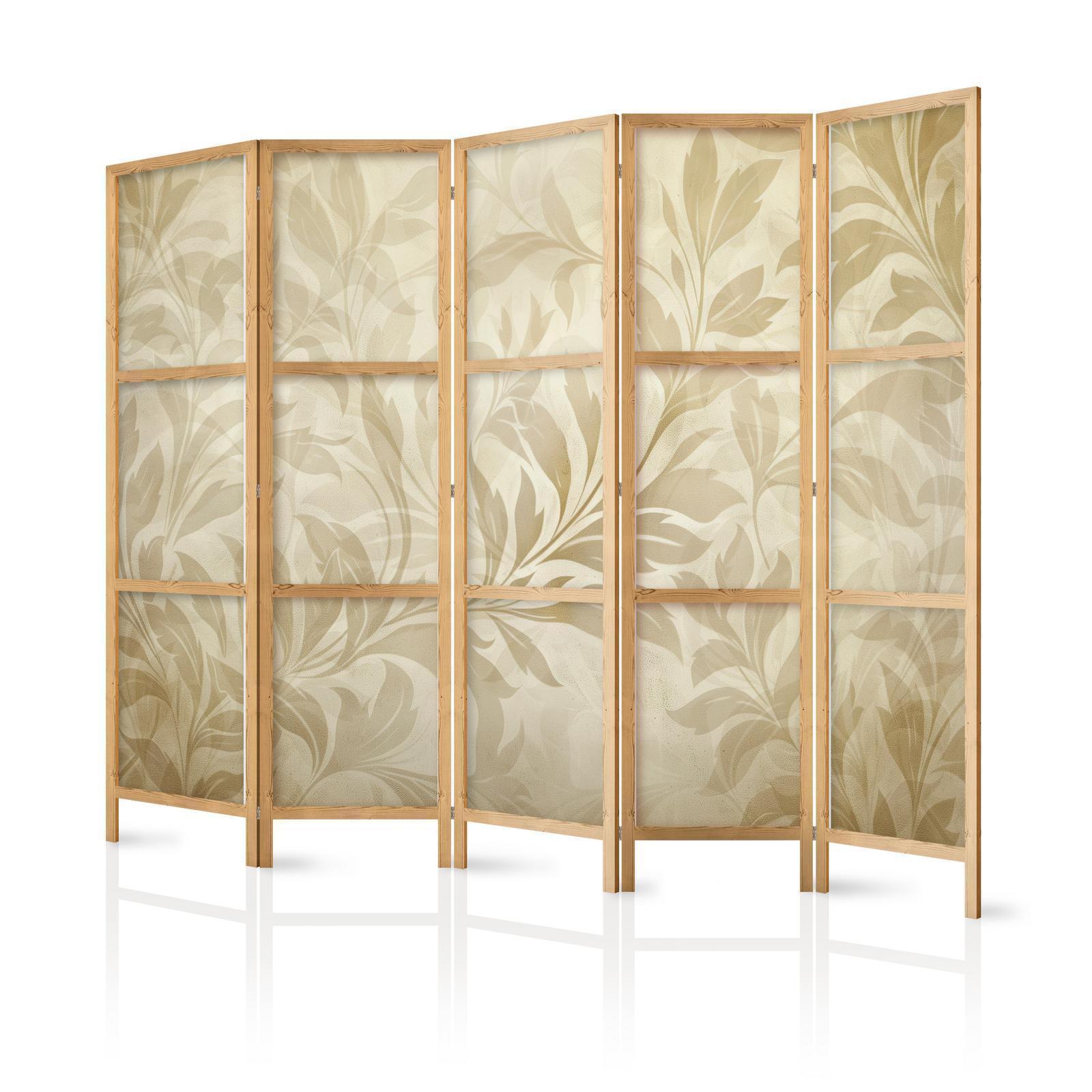 Japanischer Paravent - Botanical Motif with Leaves and Vines in Sandy Colors Artgeist