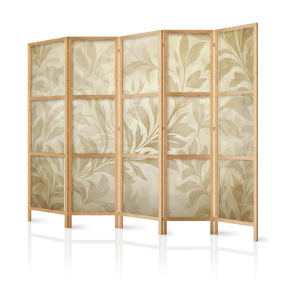 Japanischer Paravent - Botanical Motif with Leaves and Vines in Sandy Colors Artgeist