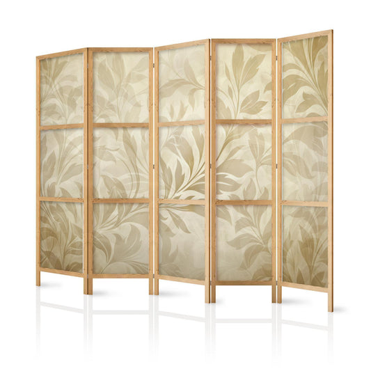 Japanischer Paravent - Botanical Motif with Leaves and Vines in Sandy Colors Artgeist