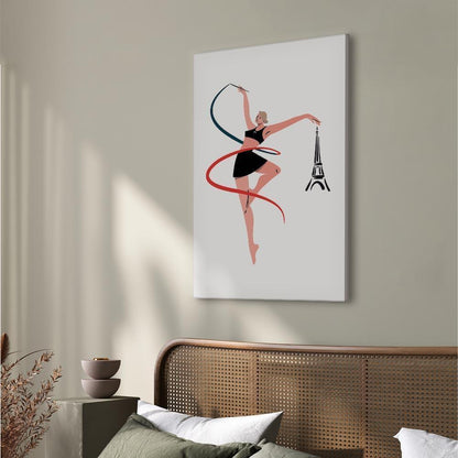Leinwandbild - Rhythmic Gymnastics - Illustration of a Woman With a Ribbon