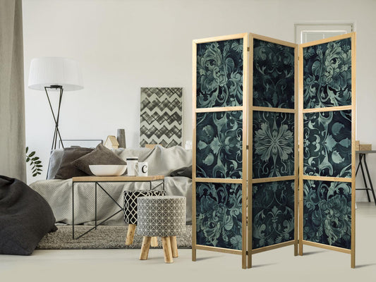 Japanischer Paravent - Oriental Pattern Carpet - Emerald Ornaments and Worn Patterns