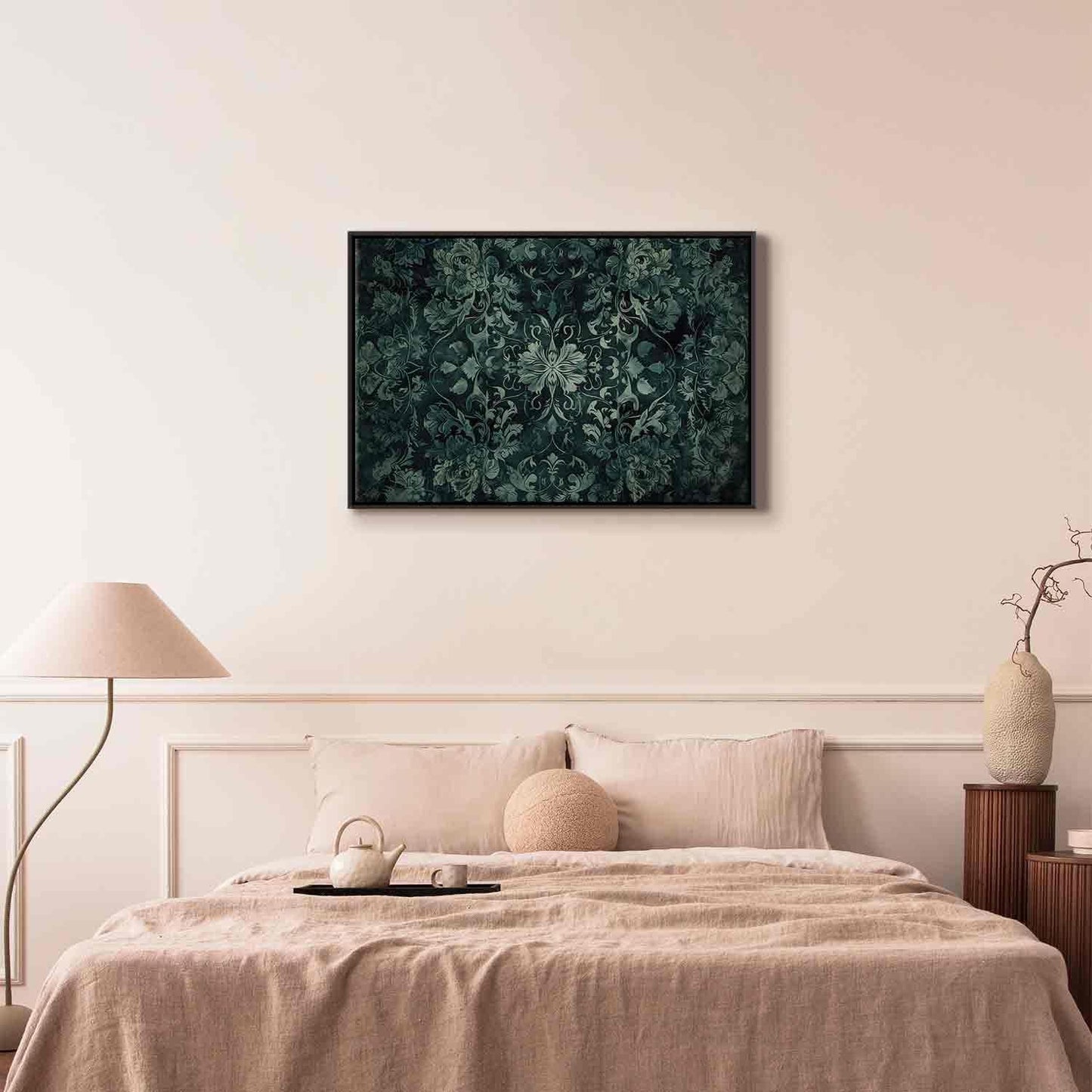 Leinwandbild - Oriental Pattern Carpet: Emerald Ornaments and Worn Patterns Artgeist