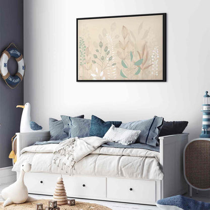 Leinwandbild - Morning in the Meadow - Various Pastel Plants on a Beige Background