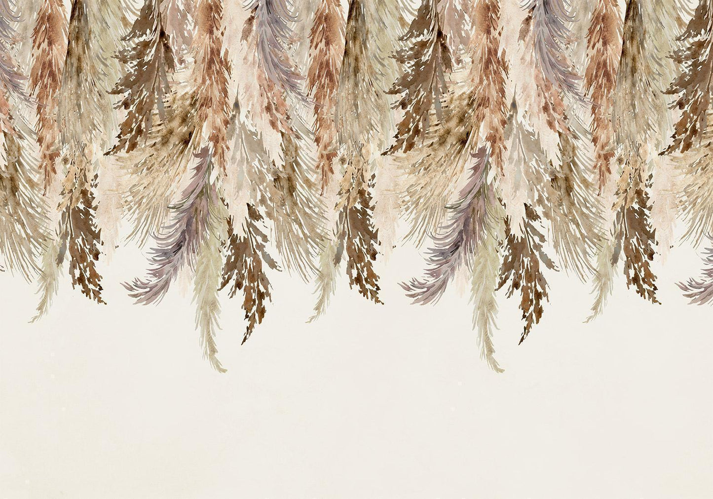 Fototapete - Minimalist boho landscape - dangling leaves in beige colours Artgeist