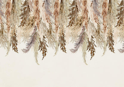 Fototapete - Minimalist boho landscape - dangling leaves in beige colours Artgeist