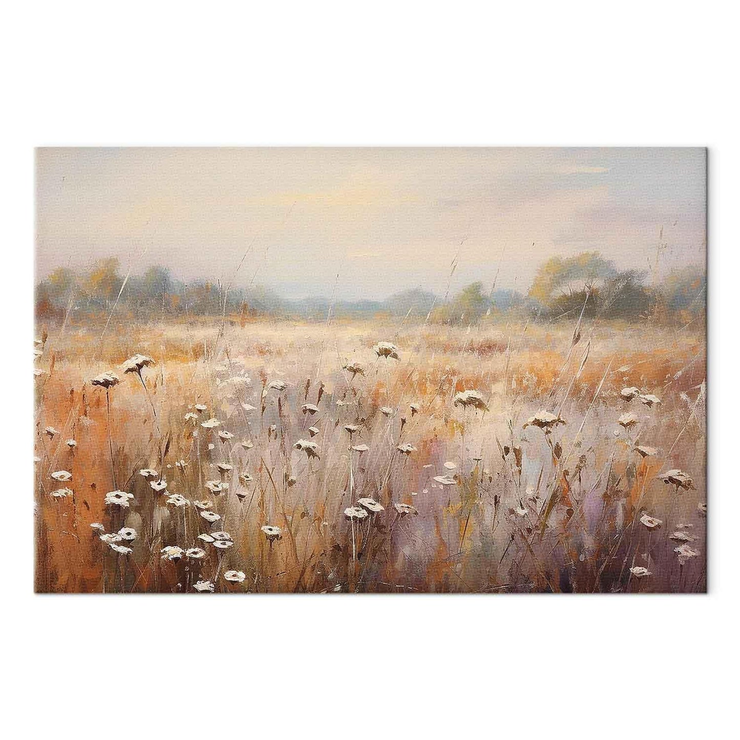 Leinwandbild - Impressionist meadow – field landscape in a pastel colour palette