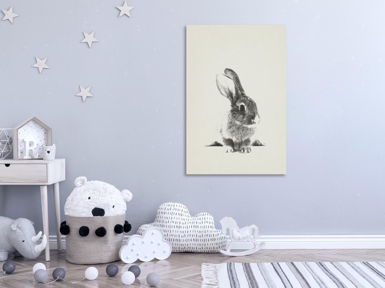 Schwarz-Weiß-Leinwandbild mit Hase Alabaster Garden

