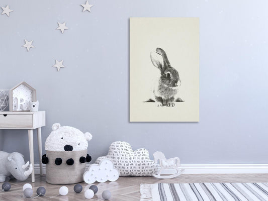 Schwarz-Weiß-Leinwandbild mit Hase Alabaster Garden

