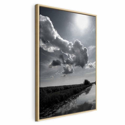 Leinwandbild - Sun Over Clouds (1-part) - Sky Reflection in Water Field