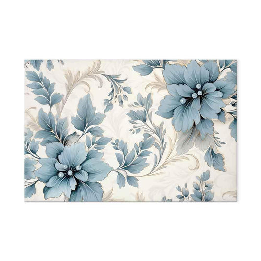 Leinwandbild - Turquoise Flowers in Retro Ambience Floristic Ornaments