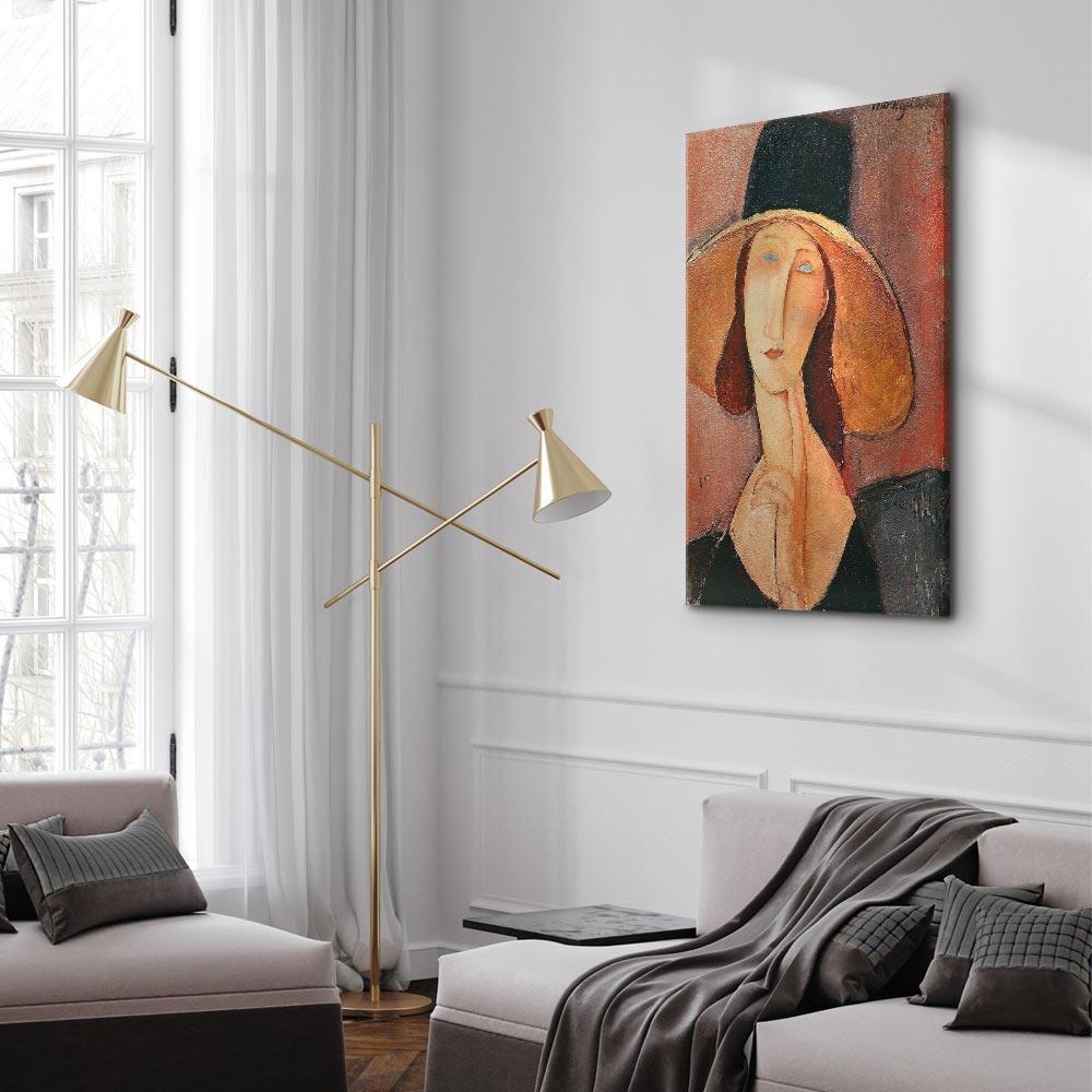 Leinwandbild - Amedeo Modigliani – Portrait of Jeanne Hebuterne in a Large Hat