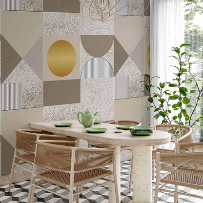 Fototapete - Beige and Gold Geometric Pattern