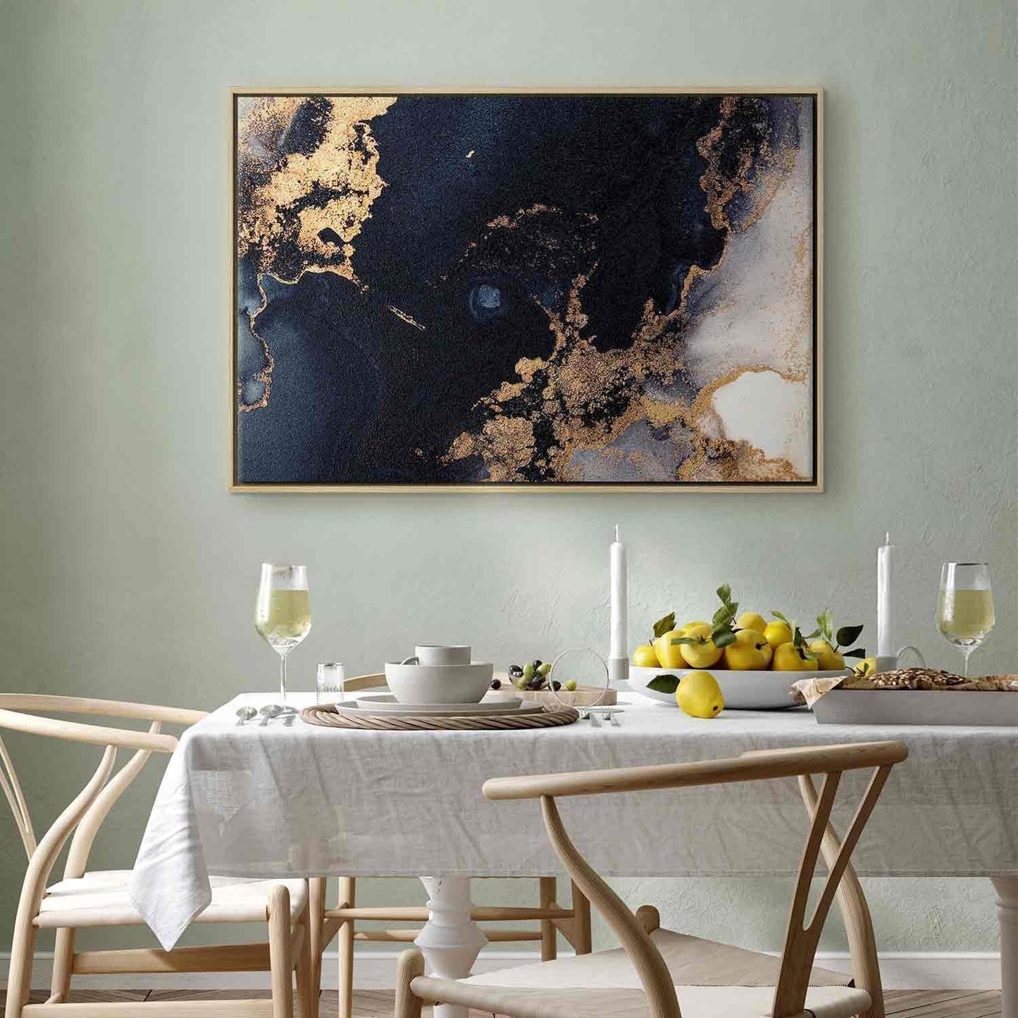 Leinwandbild - Marble and navy blue – abstract textured pattern inspired by the starry sky