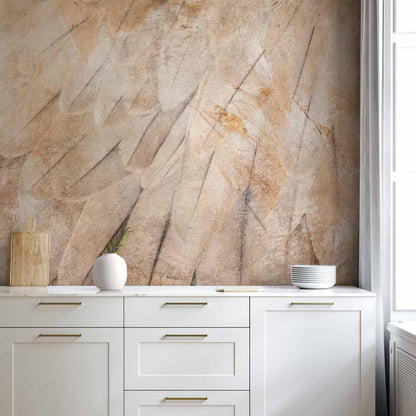 Fototapete - Bird's wings - minimalist close-up on beige feathers with pattern