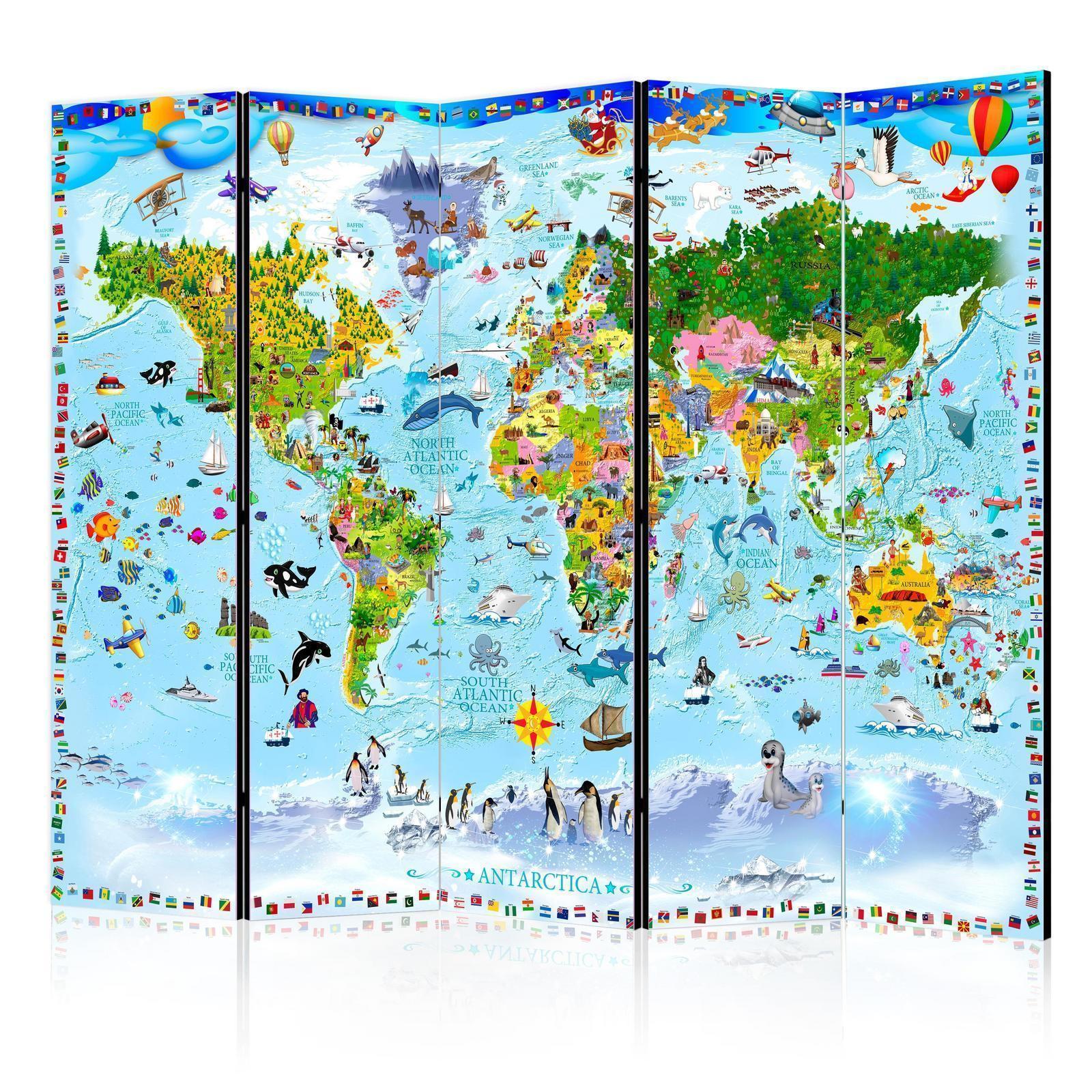 Paravent - World Map for Kids II Artgeist